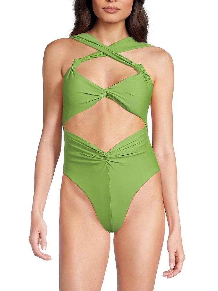 Andrea Iyamah Women's Rora One-Piece Twisted Swimsuit - Aloe Cover