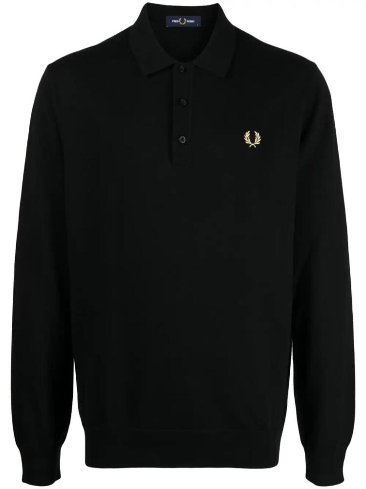 Fred Perry logo-embroidered wool-blend jumper - Black Cover