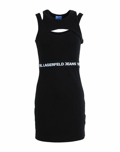 Karl Lagerfeld Jeans Klj Logo Elastic Tank Dress Woman Mini dress Black Organic cotton, Elastane Cover