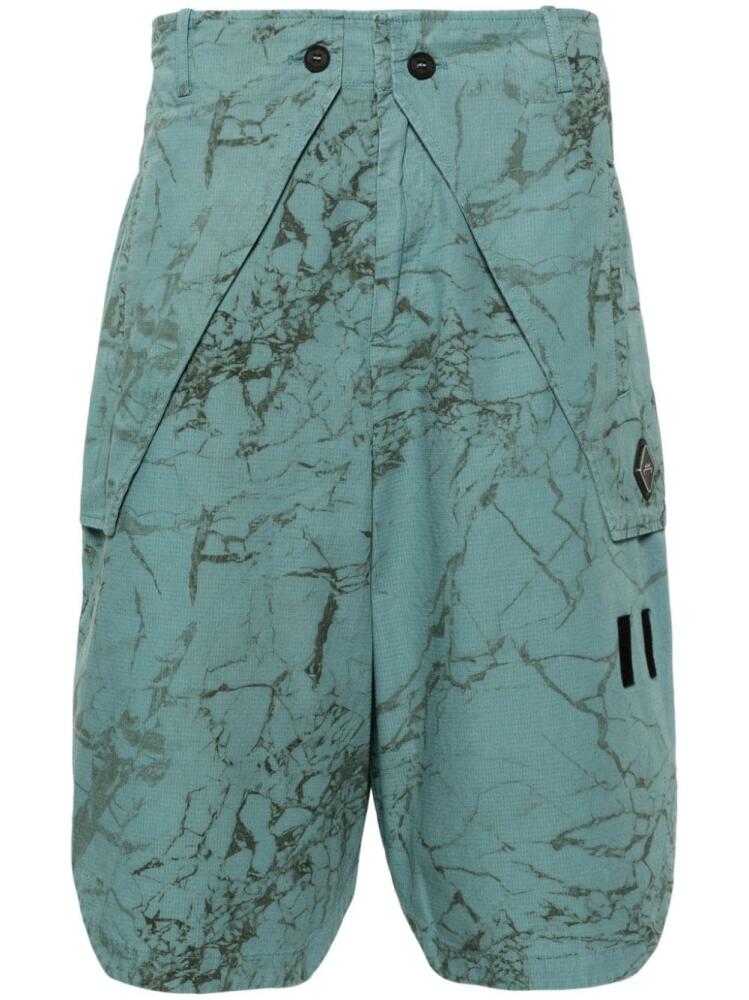 A-COLD-WALL* Overlay abstract-print cargo shorts - Green Cover