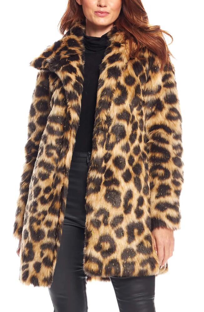 DONNA SALYERS FABULOUS FURS Stardust Leopard Print Faux Fur Coat in Multi Cover