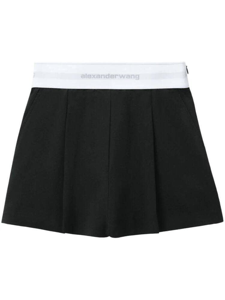 Alexander Wang logo-waistband pleated shorts - Black Cover