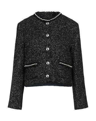 Maje Woman Jacket Black Cotton, Polyester, Acrylic, Wool, Textile fibers Cover