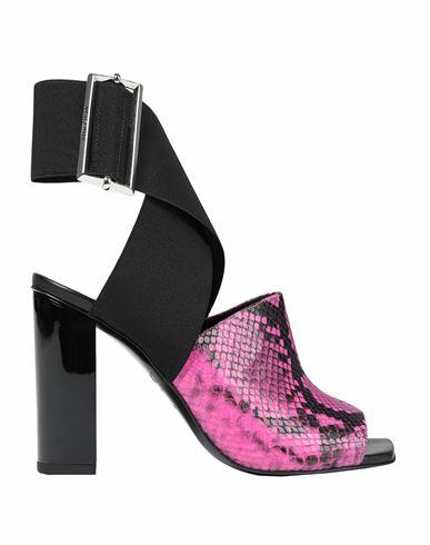 Just Cavalli Woman Sandals Fuchsia Bovine leather, Goat skin, Elastic fibres Cover