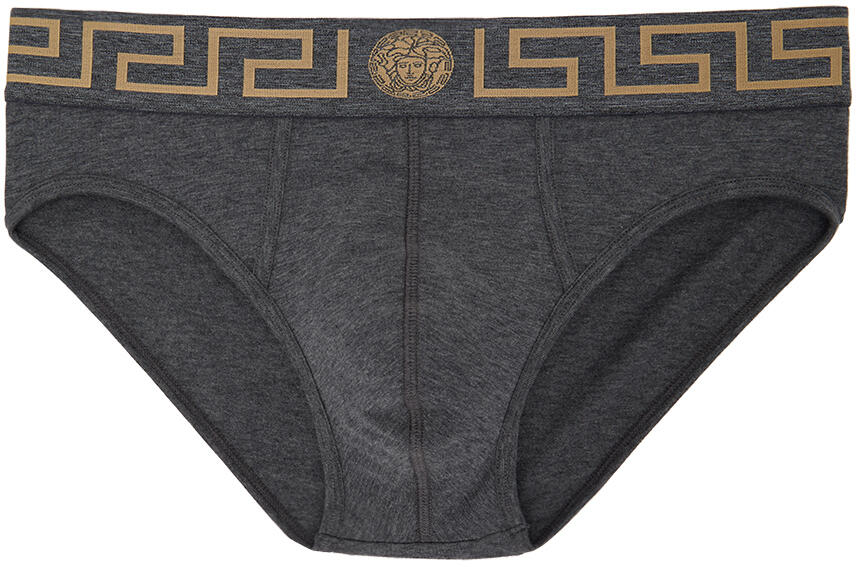 Versace Underwear Gray Greca Border Briefs Cover