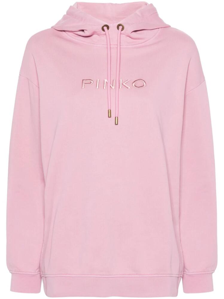 PINKO logo-embroidered cotton hoodie Cover