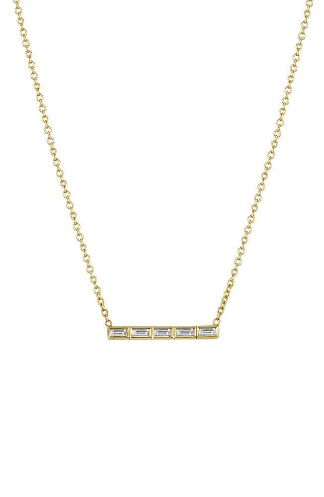 Zoë Chicco Baguette Diamond Bar Pendant Necklace in 14K Yellow Gold Cover