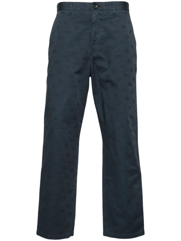 PS Paul Smith monogram-jacquard straight trousers - Blue Cover