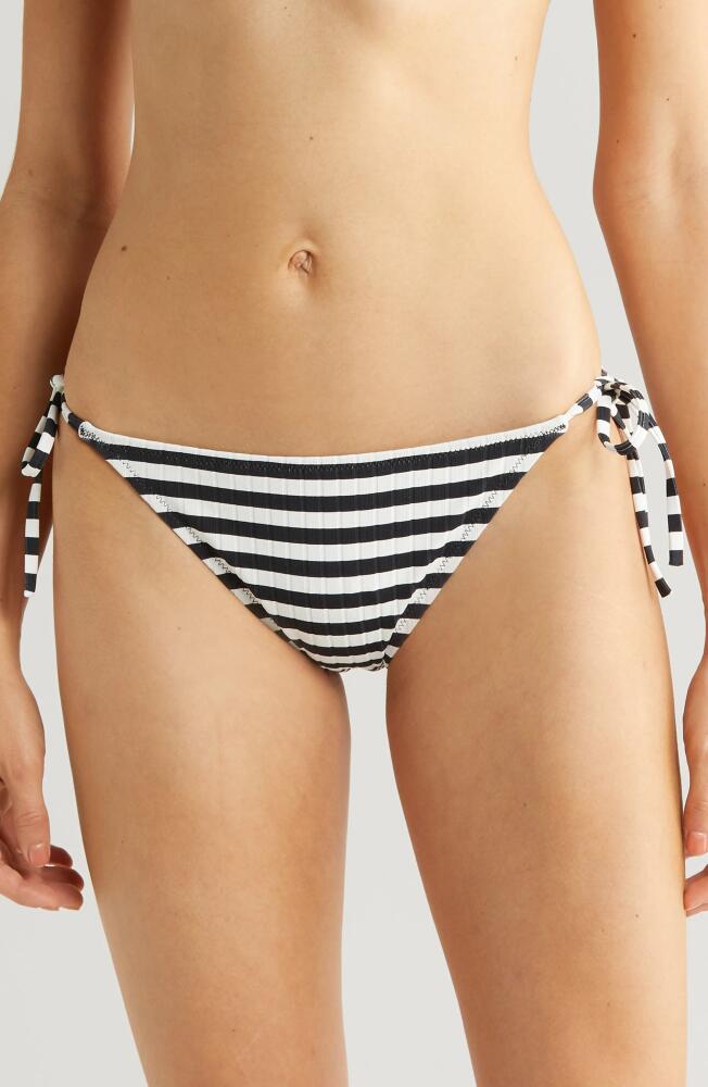 Solid & Striped Iris Rib Bikini Bottoms in Blackout X Marshmallow Cover