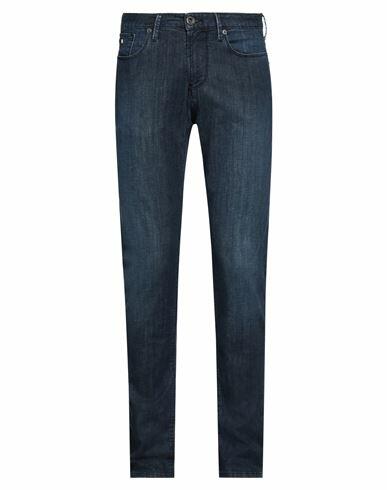 Emporio Armani Man Jeans Blue Cotton, Elastomultiester, Elastane Cover