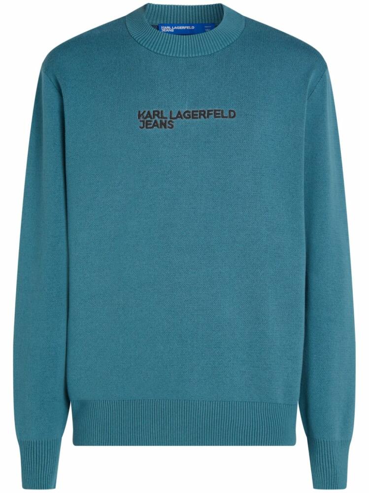 Karl Lagerfeld Jeans logo-embroidered cotton jumper - Blue Cover