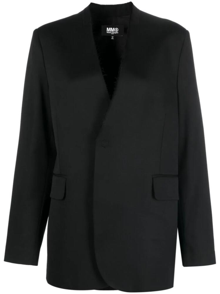 MM6 Maison Margiela collarless single-breasted blazer - Black Cover