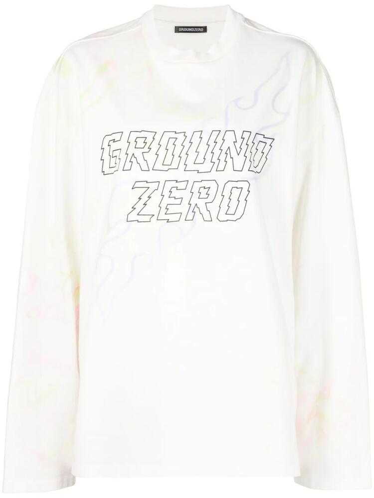 Ground Zero logo-print long-sleeve T-shirt - White Cover