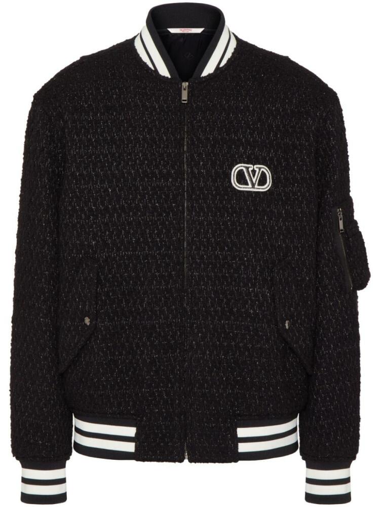 Valentino Garavani VLogo Signature tweed bomber jacket - Black Cover