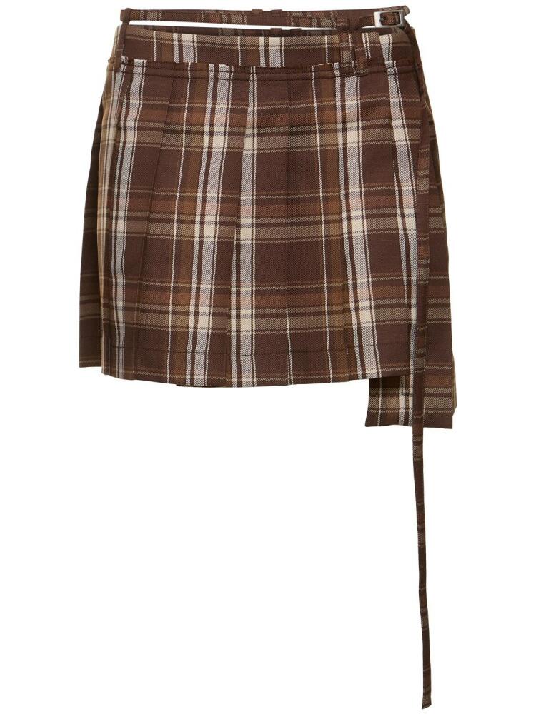 ACNE STUDIOS Ipleat Check Wool Blend Mini Skirt Cover