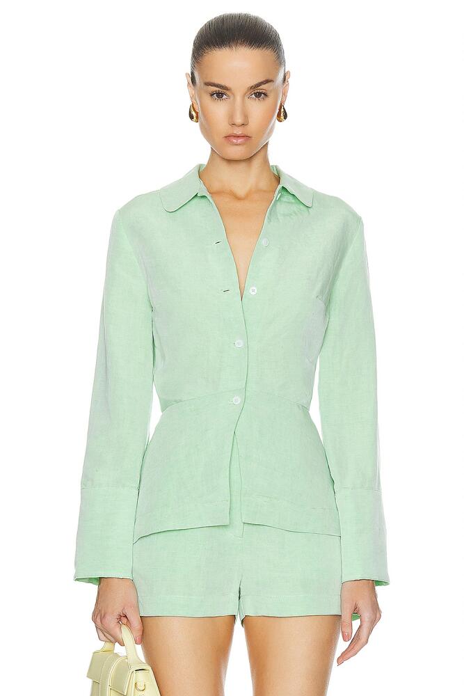 MATTHEW BRUCH Blouson Long Sleeve Blouse in Mint Cover