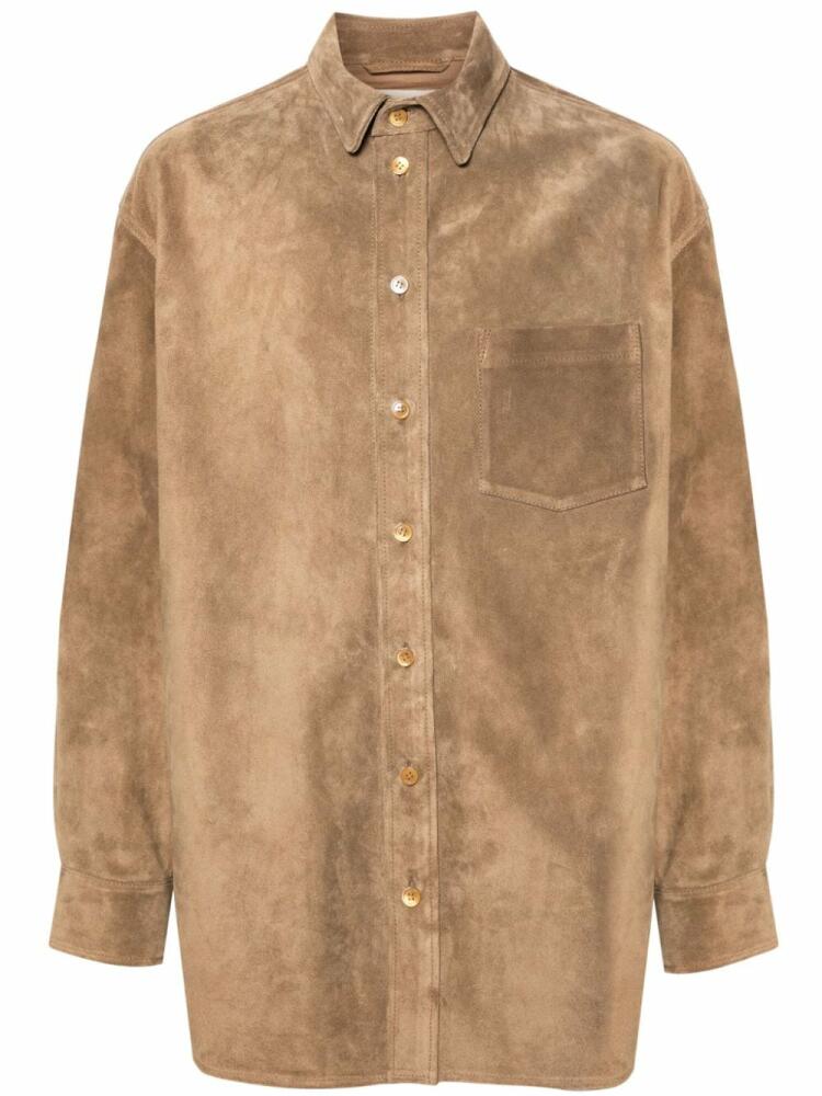 Marni button-up suede overshirt - Neutrals Cover