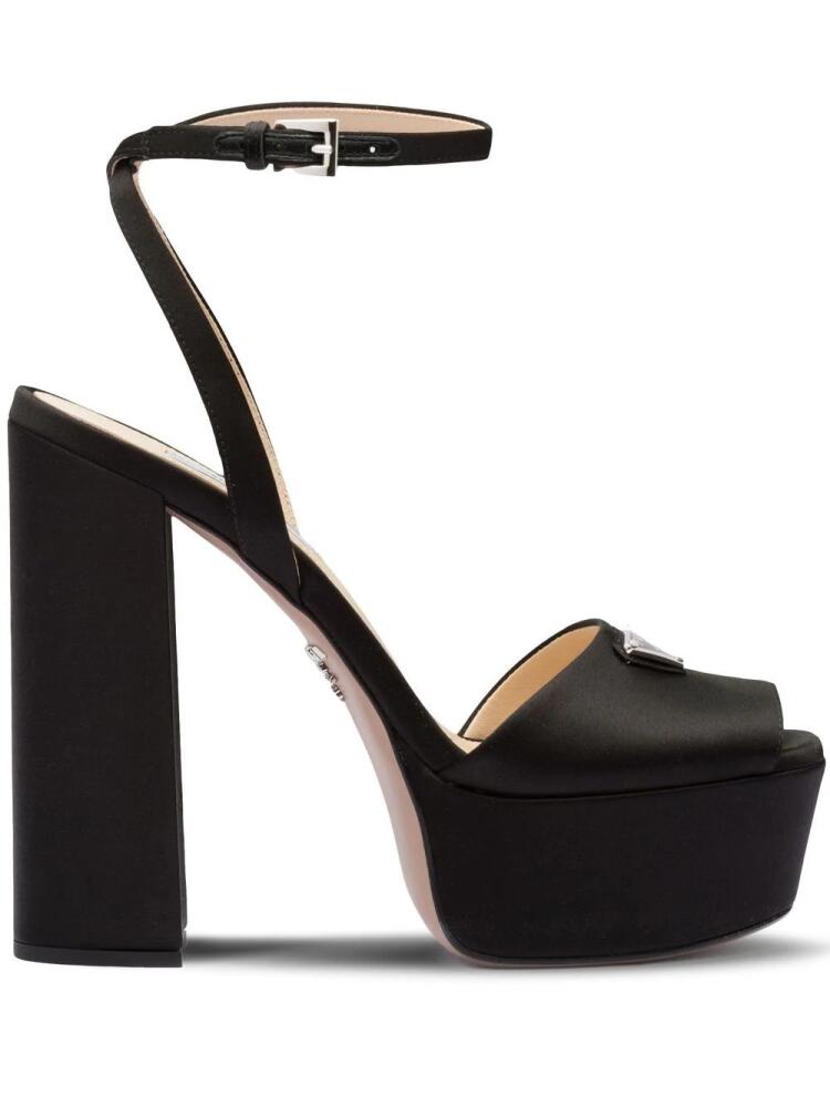 Prada satin platform 135mm sandals - Black Cover