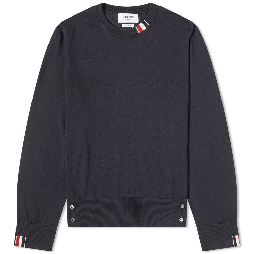 Thom Browne Men's Intarsia Stripe Crew Knit in Navy Cover