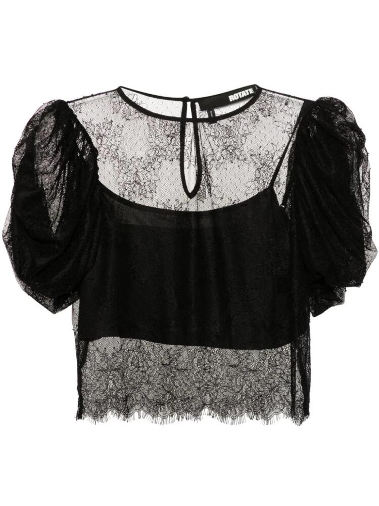 ROTATE BIRGER CHRISTENSEN puff-sleeves lace blouse - Black Cover