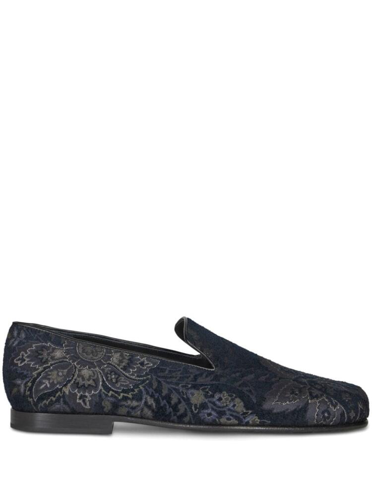 ETRO floral-motif patterned-jacquard loafers - Blue Cover