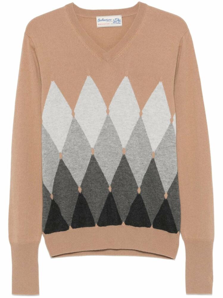 Ballantyne diamond-pattern V-neck sweater - Brown Cover