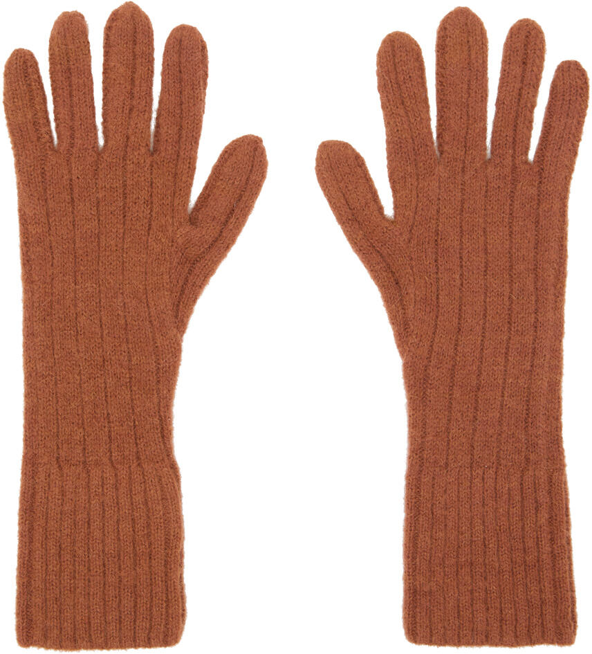 Dries Van Noten Orange Ribbed Gloves Cover