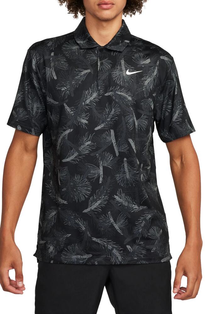 Nike Golf Tour Pines Print Dri-FIT Golf Polo in Dark Smoke Grey/White Cover