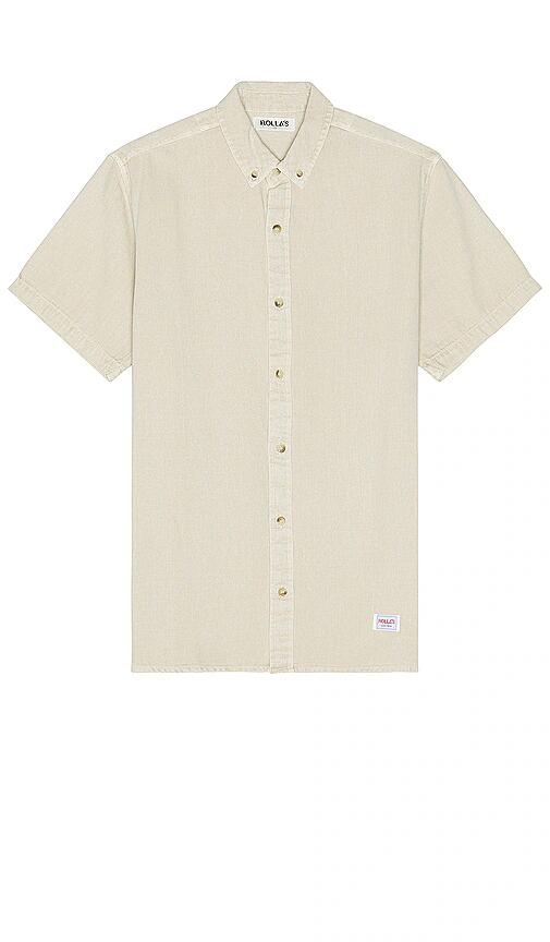 ROLLA'S Men At Work Short Sleeve Oxford Shirt in Brown Cover