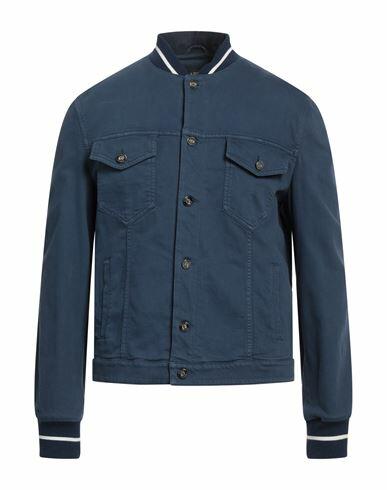 A. testoni Man Denim outerwear Navy blue Cotton, Elastane Cover