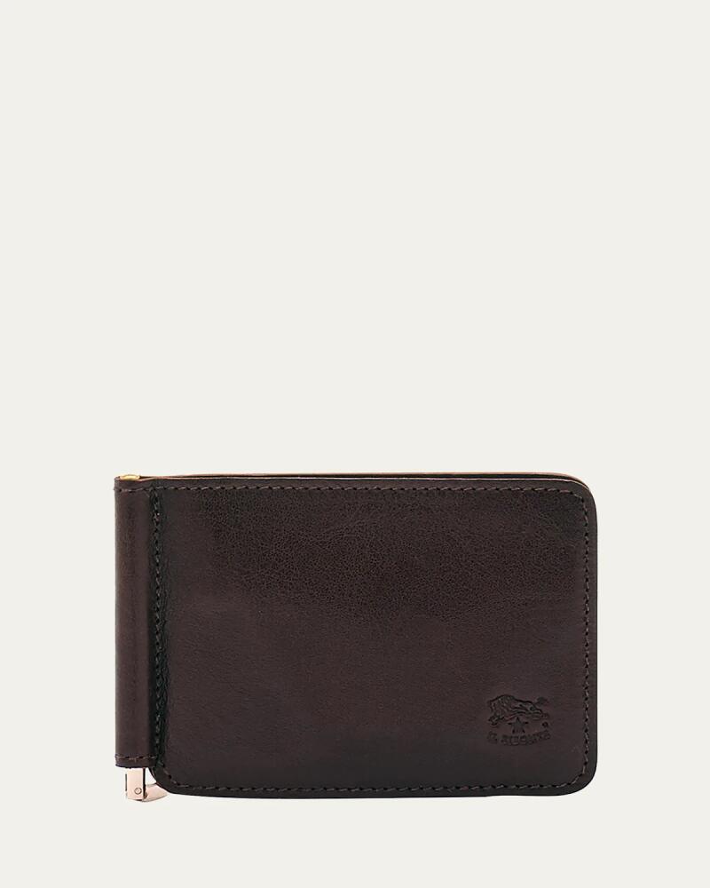 Il Bisonte Men's Leather Bifold Wallet w/ Money Clip Cover