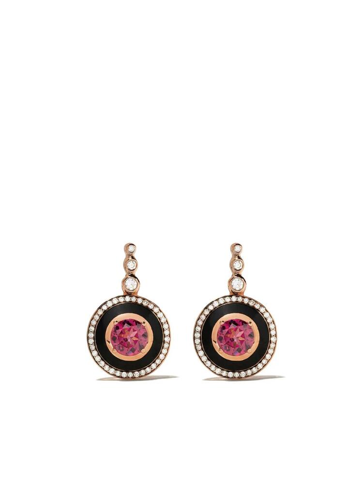 Selim Mouzannar 18kt rose gold diamond rhodolite Mina earrings - Pink Cover