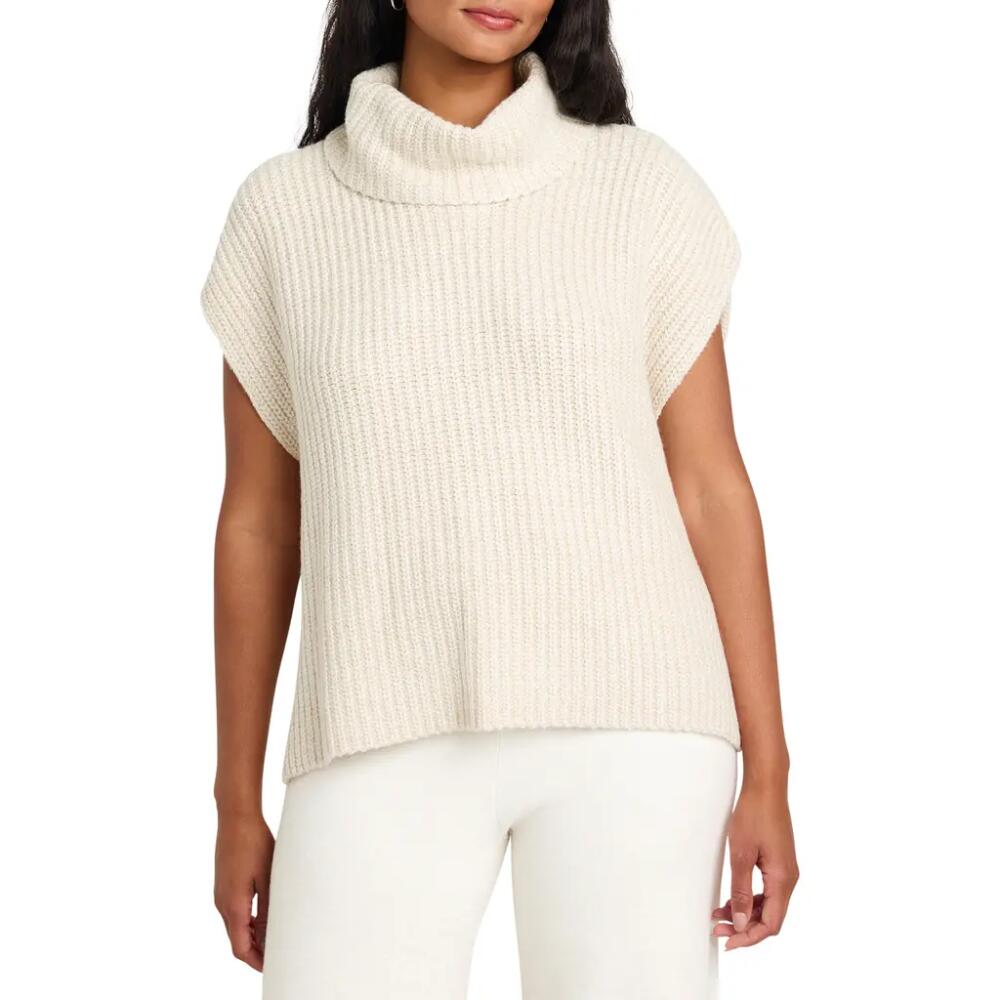 Splendid x Cella Jane Cowl Neck Short Sleeve Turtleneck Sweater in Snow Yarn Mix Cover