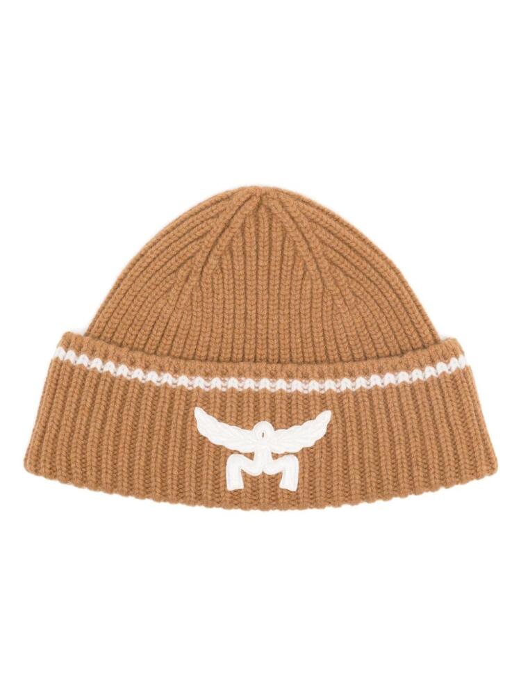 MCM logo-appliqué wool-cashmere beanie - Brown Cover