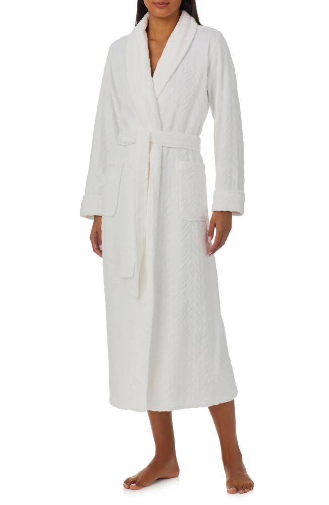 Lauren Ralph Lauren Cable Jacquard Long Robe in White Cover