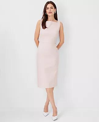 Ann Taylor The Petite High Square Neck Sheath Dress in Stretch Cotton Cover