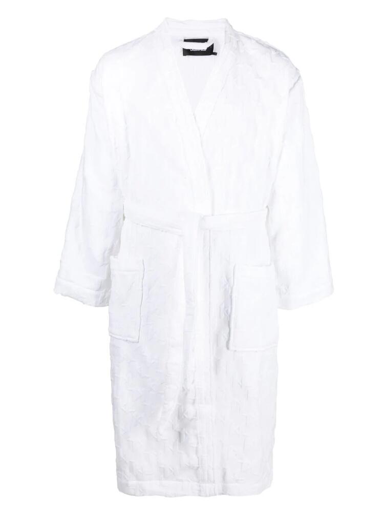 Karl Lagerfeld monogram-pattern tie-front bathrobe - White Cover