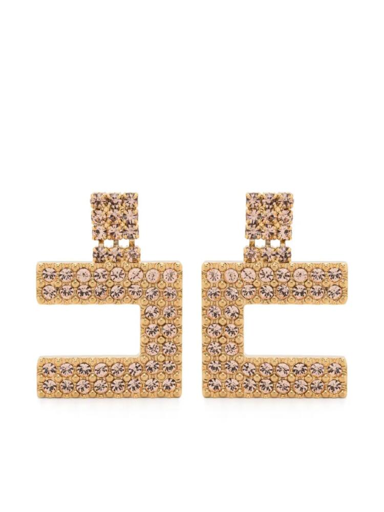 Elisabetta Franchi logo rhinestone earrings - Gold Cover