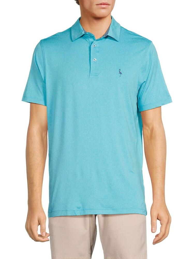 TailorByrd Men's Solid Performance Polo - Aqua Blue Cover