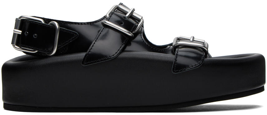 MM6 Maison Margiela Black Sunken Footbed Sandals Cover