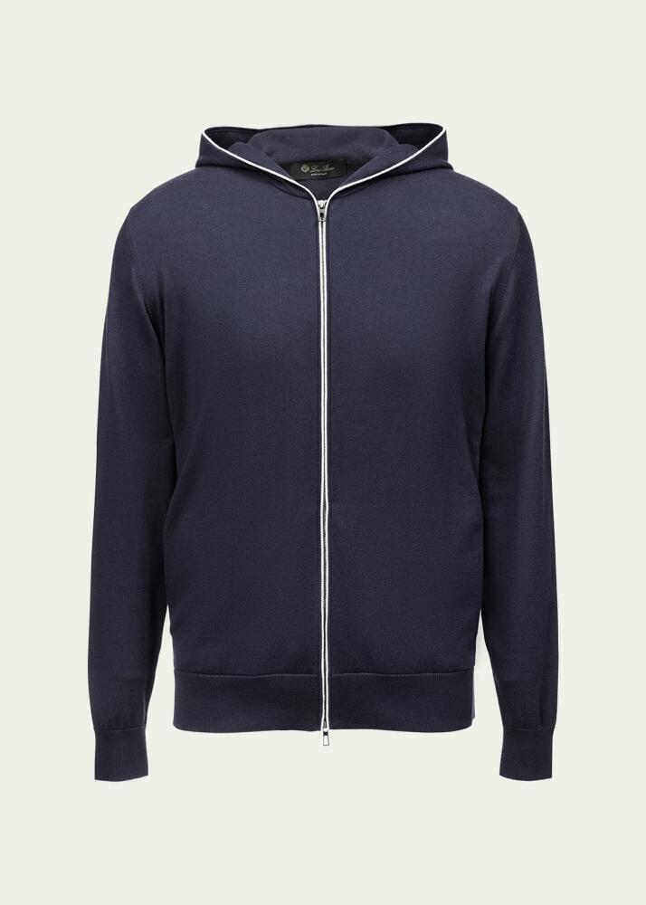 Loro Piana Cashmere-Cotton Zip-Front Hoodie Cover