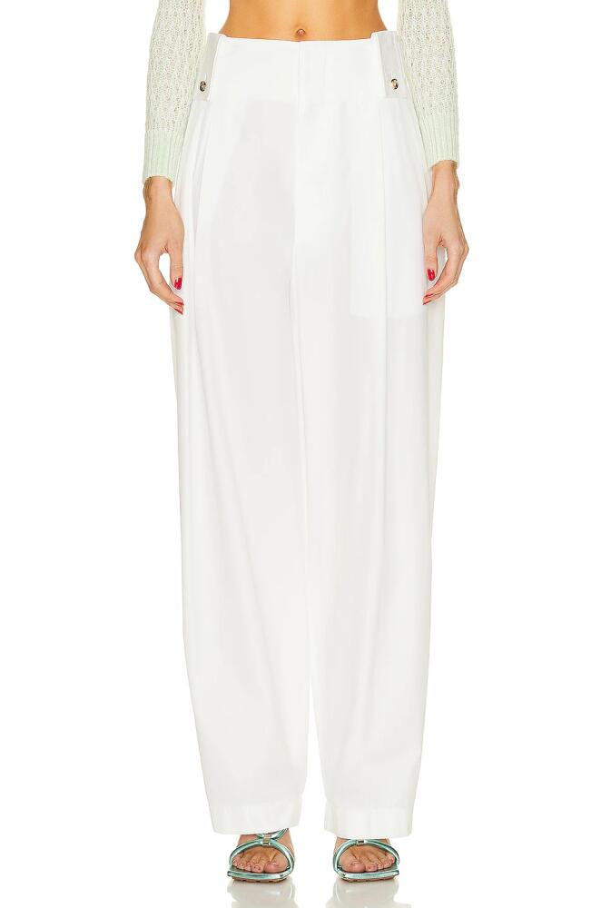 Bottega Veneta Pleated Wide Leg Trouser in White Cover