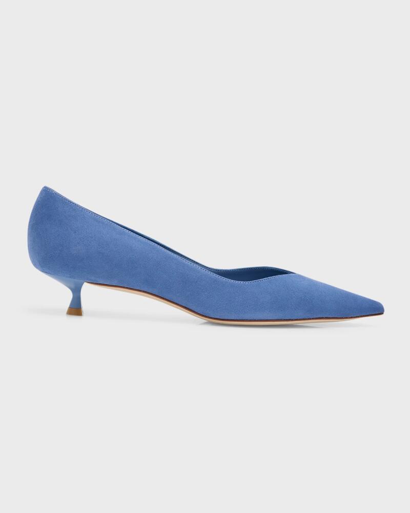 Stuart Weitzman Eva Suede Kitten-Heel Pumps Cover