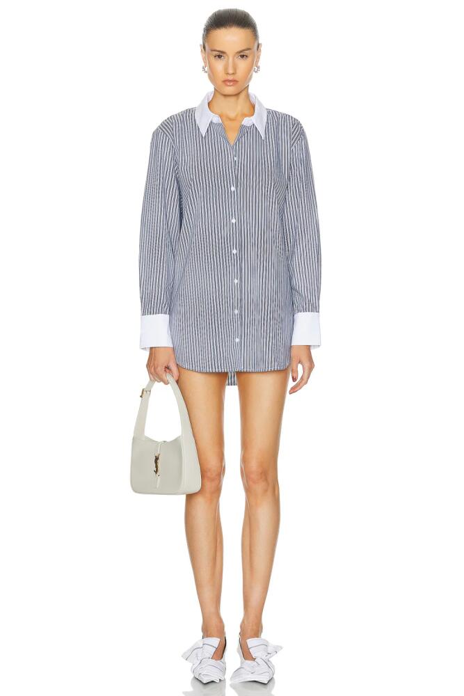 L'AGENCE Malia Cont Collar Tunic Shirt in Blue Cover