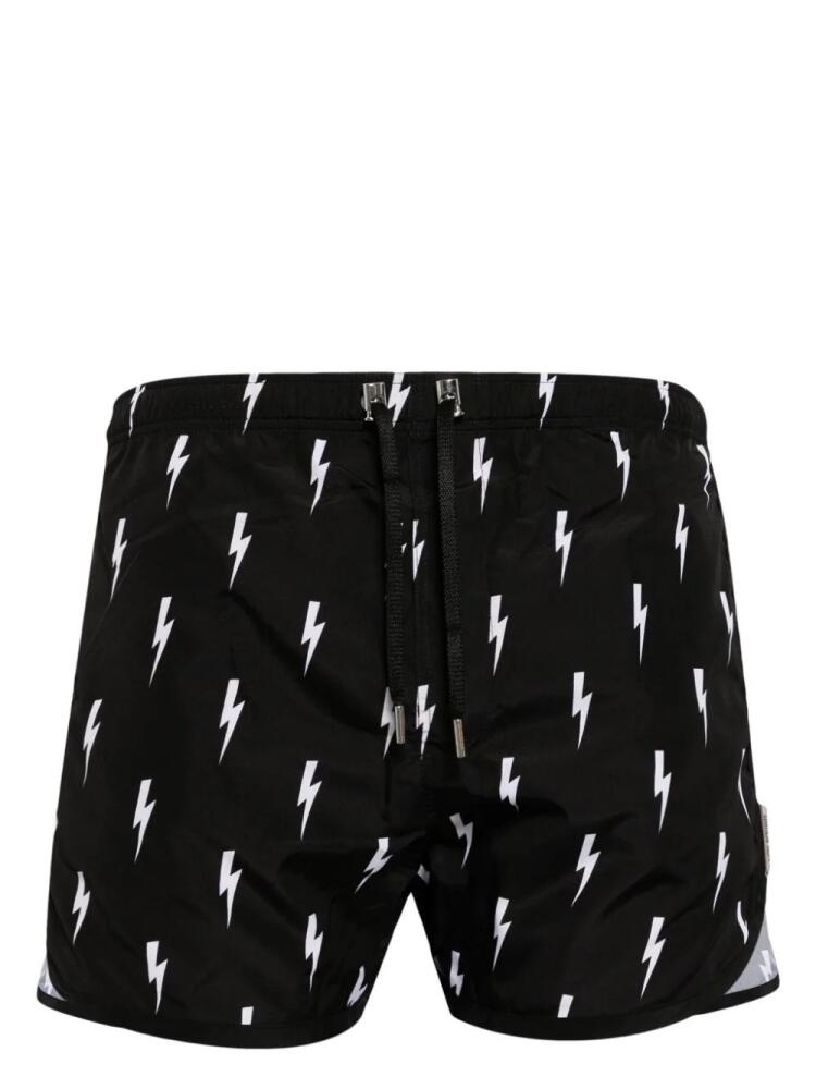 Neil Barrett lightning-print swim shorts - Black Cover