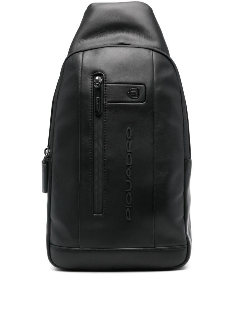 PIQUADRO logo-embossed backpack - Black Cover