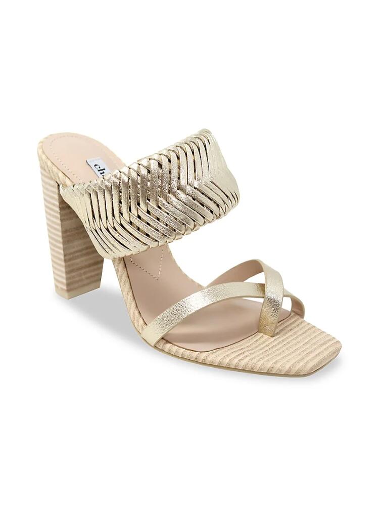 Charles David Women's Horatio Woven Leather Sandals - Light Gold Cover