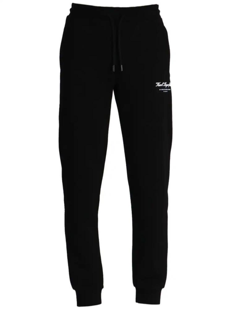 Karl Lagerfeld logo-embroidered cotton track pants - Black Cover