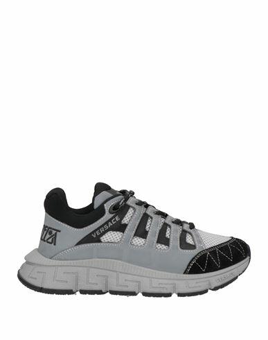 Versace Woman Sneakers Grey Soft Leather, Textile fibers Cover