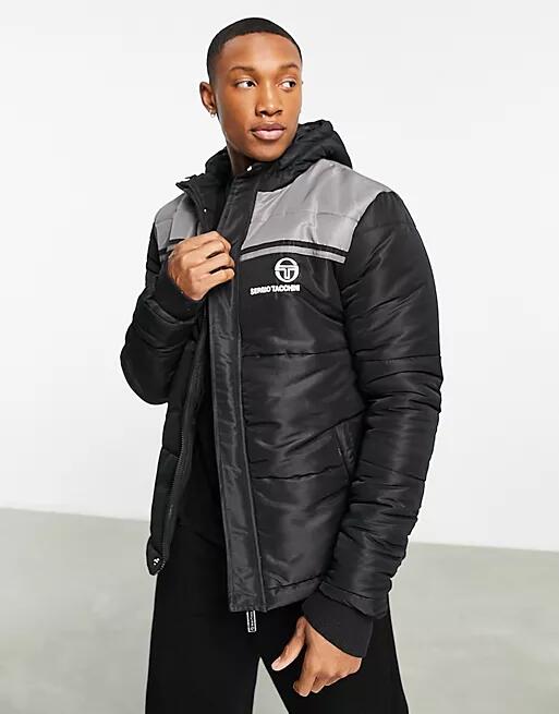 Sergio Tacchini blocked puffer with logo in black Cover